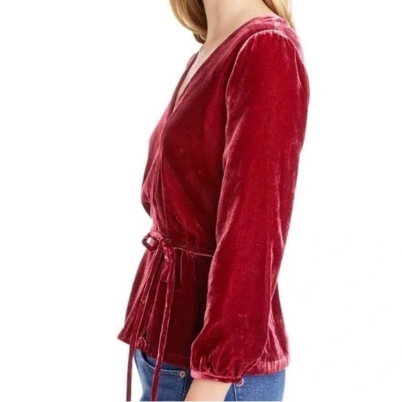 J. Crew Faux-wrap top in drapey velvet | size 00P - Picture 6 of 10